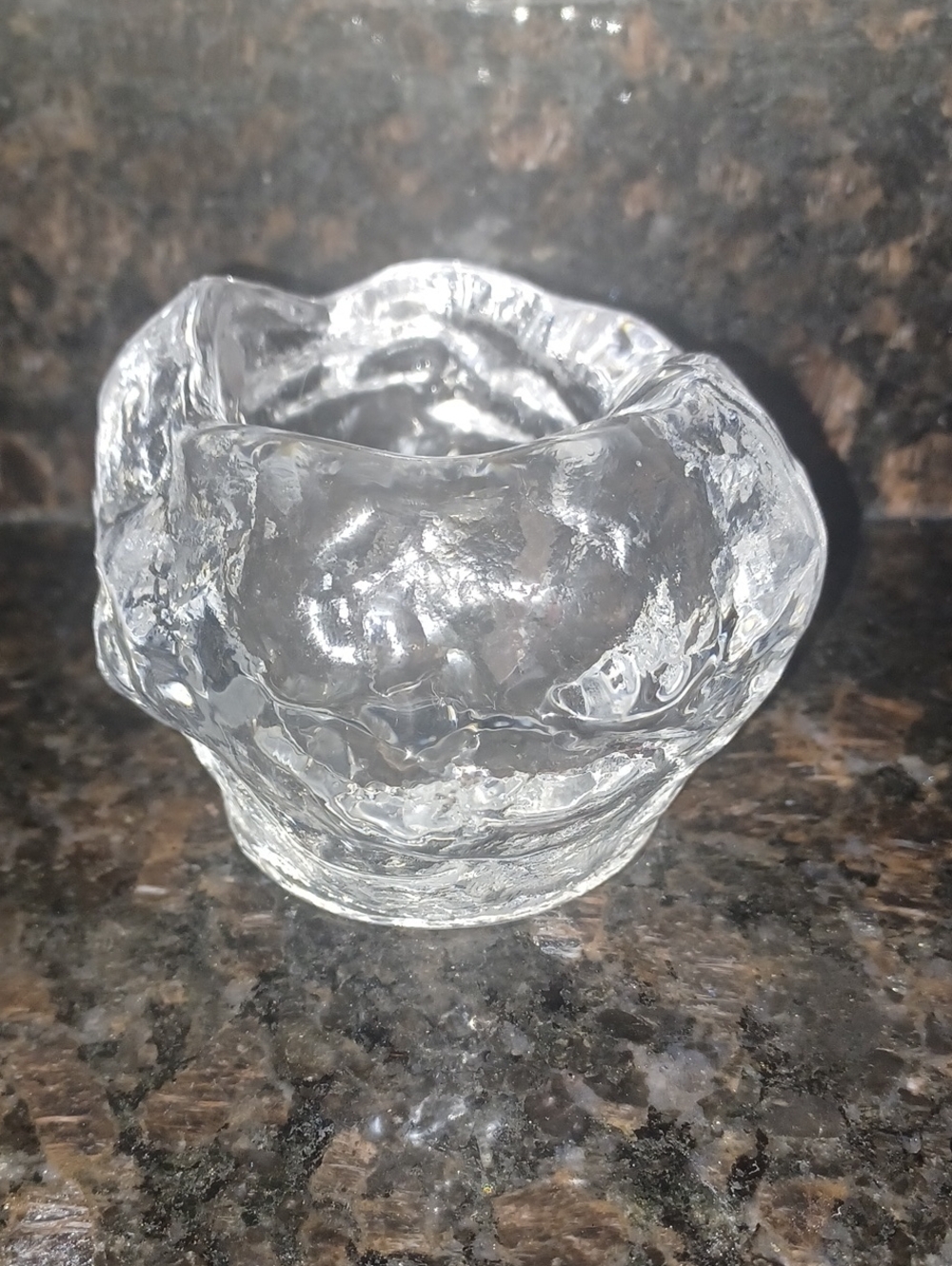 Vintage Kosta Boda Sweden "Snowball" Crystal Candle Holder - Mid-Century Modern